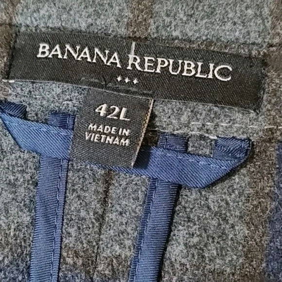 Banana Republic Wool Blazer Jacket Men 42 Long Plaid Unstructured Tailored Fit - Picture 12 of 15